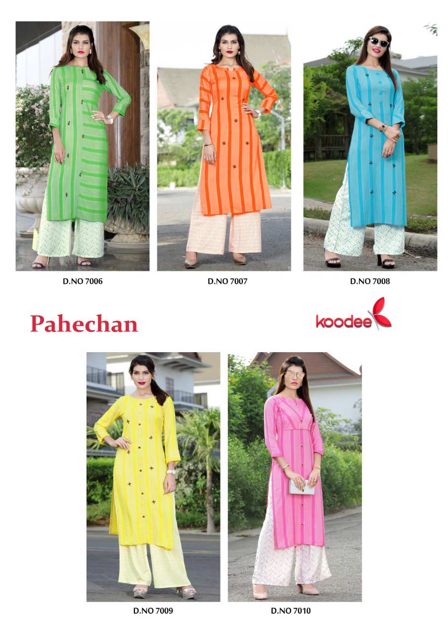 Pehchan Vol-1 Koodee Screen Print Palazzo Wholesale Kurti Pehchan Vol-1 Koodee Screen Print Palazzo Wholesale Kurti